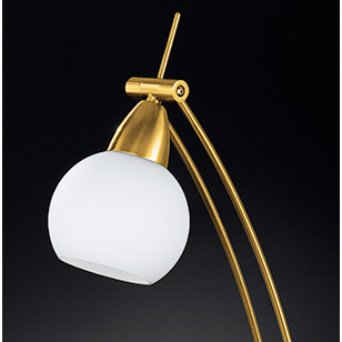 Bolton Modern Low Energy Table Lamp With A Coloured Brass Base And Glass Shade