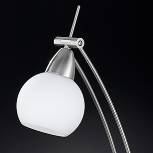 Bolton Modern Low Energy Table Lamp With A Nickel Matt Base And White Glass Shade