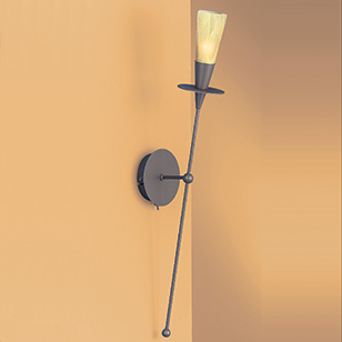 Wofi Lighting Classico Torch Style Wall Light In Traditional Rust Effect Finish With Yellow Glass Shade