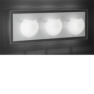 Wofi Lighting Colombo Modern Rectangular White Glass Wall Light With Three Lights