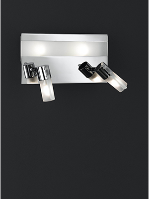 Wofi Lighting Guinea Modern Chrome Wall Light With 2 Spots And A Recessed Light In The Back Plate