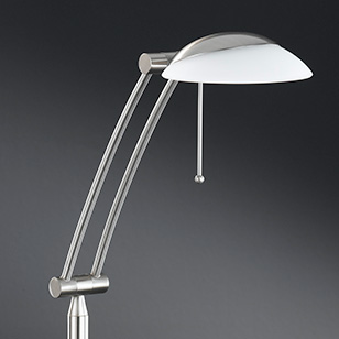 Wofi Lighting Liverpool Nickel-matt Modern Desk Light With A White Glass Shade