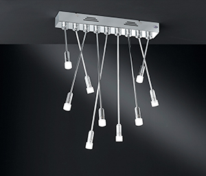 Wofi Lighting Megan Modern Chrome And Glass Ceiling Light With Nine Small Separate Adjustable Lights