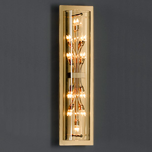 Wofi Lighting Michigan Gold Coloured Wall Light With A Clear Glass Curved Shade