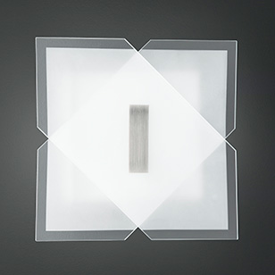 Nadra Modern Square Glass Square Wall Light With White And Clear Glass