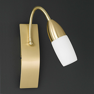 Wofi Lighting New Jersey Energy Saving Wall Light Traditional Brass-matt With White Opaque Glass Shade