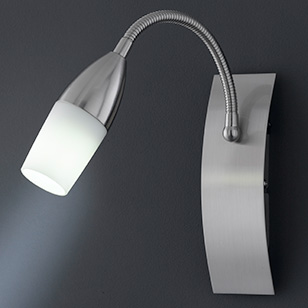 Wofi Lighting New Jersey Flexible Energy Saving Wall Light In Nickel With A White Glass Shade