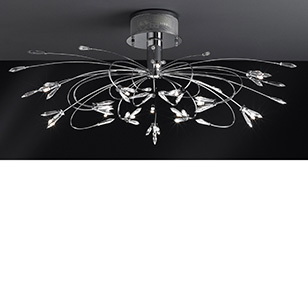 Wofi Lighting Ohio Chrome And Glass Ceiling Light With Decorative Clear Glass Pieces