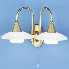 Pallas Brass Double Wall Light with Switch