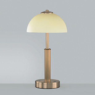 Wofi Lighting Table Lamp Modern Coloured Brass With Corn Yellow Opaque Glass Shades