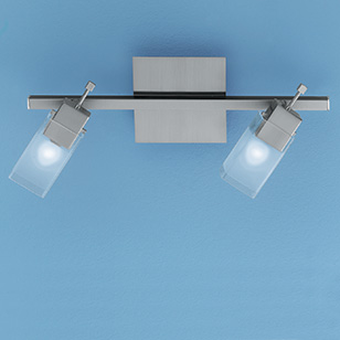 Wofi Lighting Wall Light Modern Nickel-matt With White And Clear Glass Shades