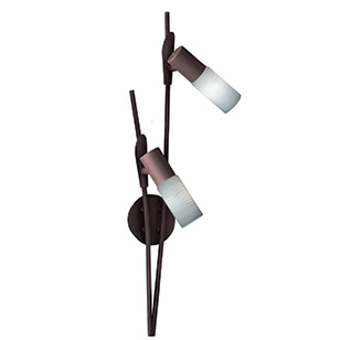 York Modern Low Energy Wall Light In A Brown Rust Effect Finish With White Glass Shades