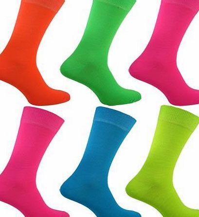 WOH Mens Boys 5 Pack 5 Colours Neon Socks Teddy Boy Rock N Roll Party Fancy Dress Size 6-11 Euro 39-46