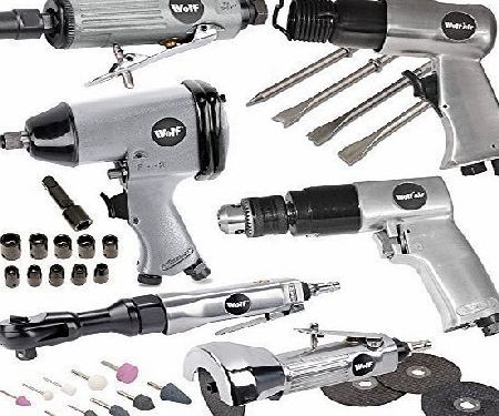 Wolf 6 Piece Air Tool Kit Drill Wrench Cut Off Ratchet Die Grinder