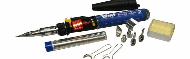 Wolf Cordless 6 in 1 Butane Gas Powered Soldering Iron Variable Temperature Torch Kit Heat Tool with Interchangeable Tips - Embossing, Wood Burning Pyrography, Hot Fix Stone Decoration, Melting, Shrin