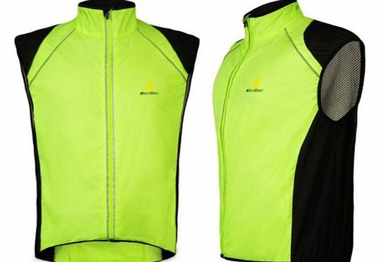 Tour de France Cycling Sportswear Mens Windcoat Breathable Cycle Bicycle Bike Jacket Sleeveless Vest (Green, L)
