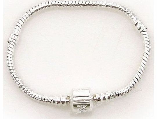 TM) 8 Inches Silver Snake Chain Classic Bead Barrel Clasp European Italian Bracelet Fit for Pandora, Biagi, Troll, Chamilia Beads Charms-Silver With Womdee Accessory Necklace