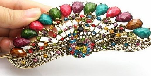 Womdee TM) Fashion Vintage Jewelry Crystal Peacock Hair Clip for hair clips Beauty Tools-Colorful With Womdee Accessory Necklace