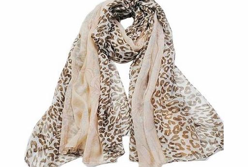 TM) New Noble Fashion Chain Leopard Print Long Soft Wrap Lady Shawl Paris Yarn Scarf-Apricot With Womdee Accessory