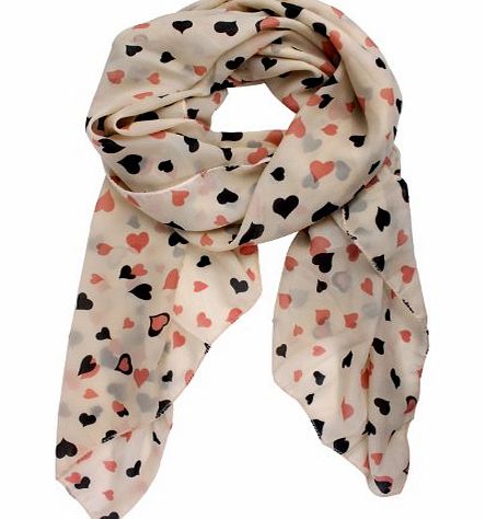 Womdee TM) Sweet Love Heart Dots Printing Chiffon Shawl Scarf Wrap Stole Muffler-Apricot With Womdee Accessory