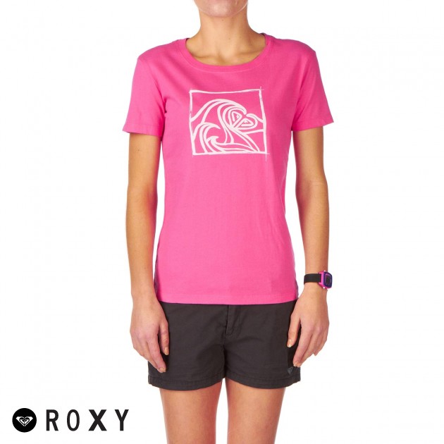 Roxy Surfing Logo T-Shirt - Neon Pink