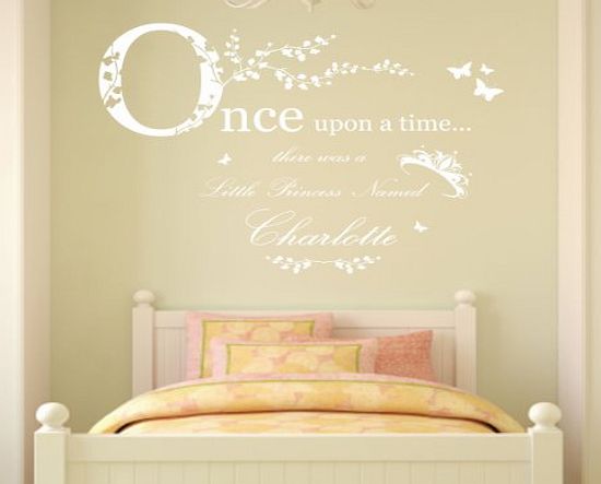 Wonderful Stickers Once Upon a Time Personalised Name, Vinyl Wall Art Sticker Decal Mural, 100cm Bedroom, Playroom, Nursery, Kids: White