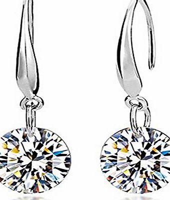 Wonvin Sparkling Clear Cubic Zirconia S925 Sterling Silver Drop Hook Earrings for Women