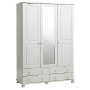 Woodbury 3 Door 4 Drawer with Mirror Wardrobe,