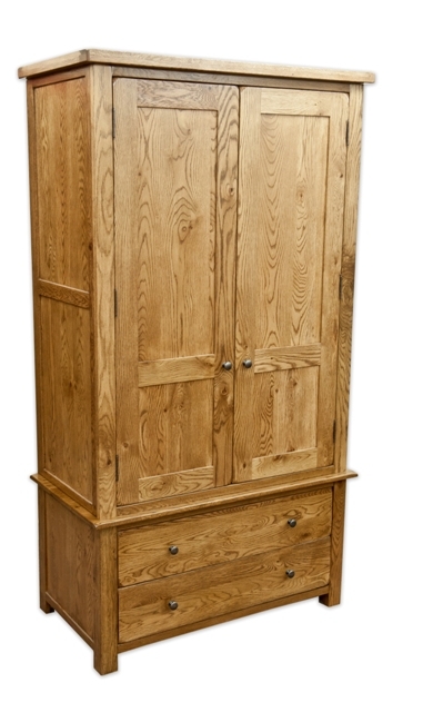 Solid Oak Double Gents Wardrobe with 2