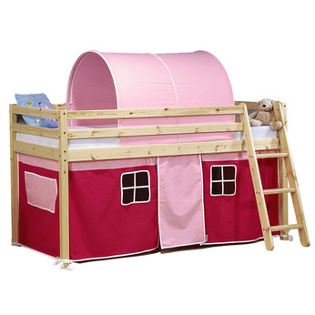 Mid Sleeper Bed Frame with Pink Tent
