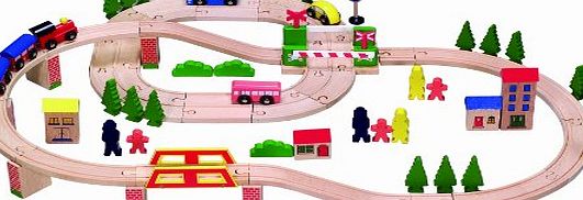 Wooden Toys Train Set (75 Pieces)