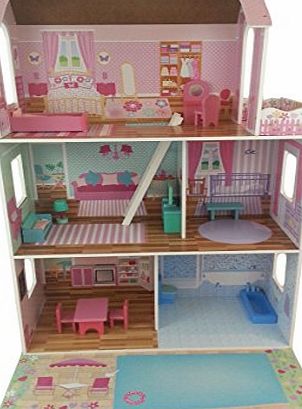 Wooden Way Dolls House 3 Storey with furniture accessory set. Great Quality and Value