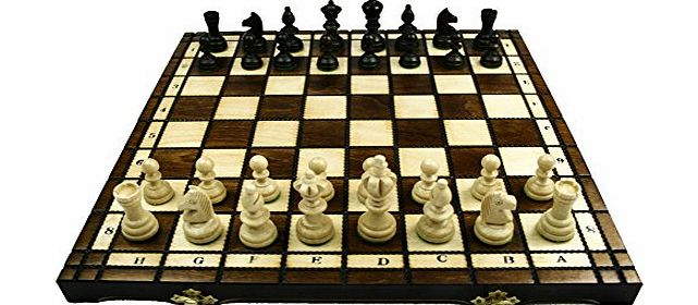 Woodeyland LARGE Hand Crafted Wooden OLYMPIC Chess Set 35x35 cm