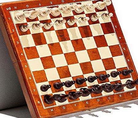 Woodeyland Wooden Folding MAGNETIC Travel Chess Set Traditional Game 27x27 cm