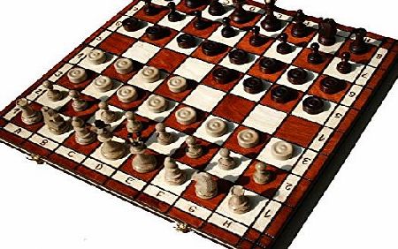 Woodeyland X Large wooden CONSUL Chess and Draughts Set 43x43 cm