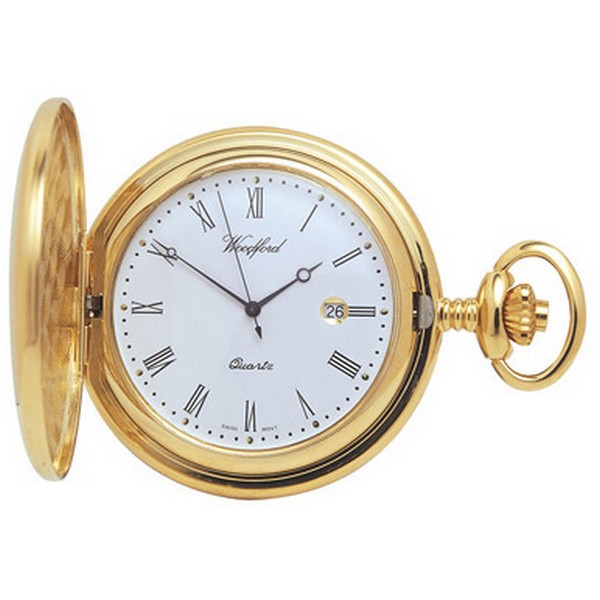 Woodford Gold Plated Full Hunter Quartz Pocket Watch by