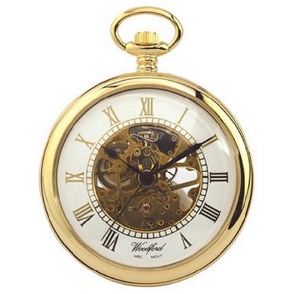 Woodford Gold Plated Open Centre Mechanical Pocket Watch by