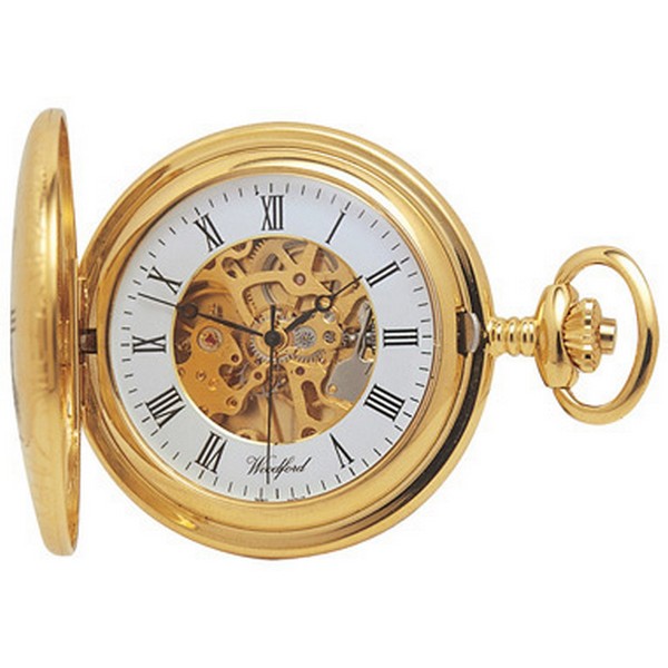 Woodford Gold Plated Skeleton Mechanical Pocket Watch by
