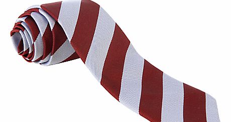 Woodhill School Unisex Striped Tie, Maroon/Grey