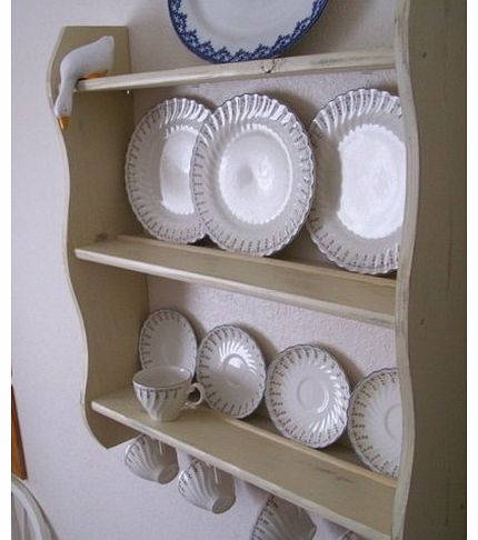 woodiquechic 70cm H Cream Shabby Chic Plate Display Kitchen Shelving Unit, Kitchen Shelves, Bedroom Shelves, Bathroom Shelves, Shelf.