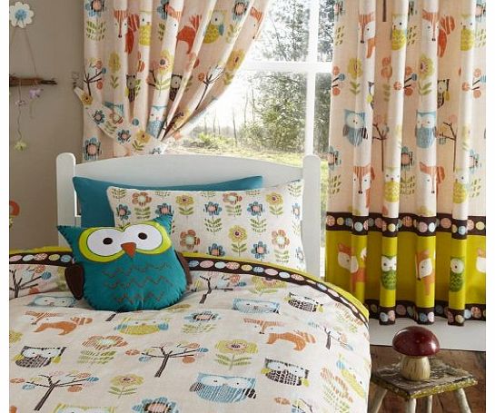 OWLS LUXURY FULLY LINED CURTAINS SET 66`` X 72`` MATCHES DUVET