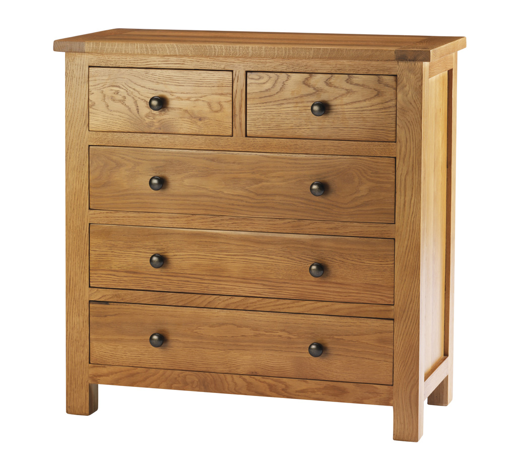 Oak 5 drawer chest