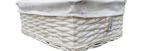 Woodluv  Small Wicker Storage Basket with Lining, White