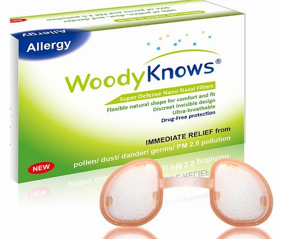 WoodyKnows Super Defense Nano Nose / Nasal Filters Block Pollen, Dust, Dander, Mold, Germs, Allergens, Airborne Particles, Pollution, Allergy Allergic Asthma Sinusitis Rhinitis Hayfever Allergies Reli