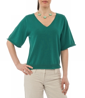 Womens Green Blouse Sleeve Pullover 6135