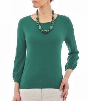 Womens Green Blouse Sleeve Sweaters 5975