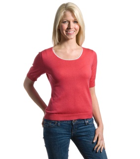 Rich Rose Silk and Cotton Red T-Shirt Jumper 2609