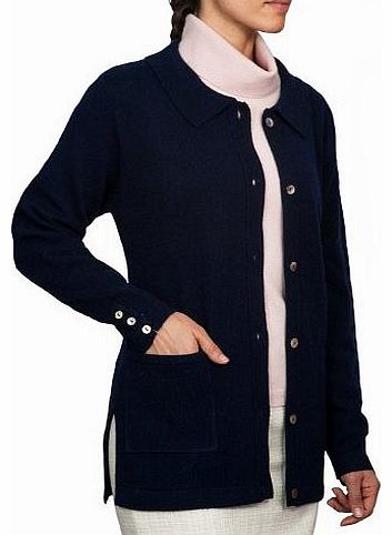 Woolovers Womens Oxford Collar Cardigan Navy Medium