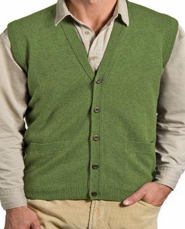 Woolovers Wool Overs Mens Lambswool V Neck Waistcoat Pea Marl Large