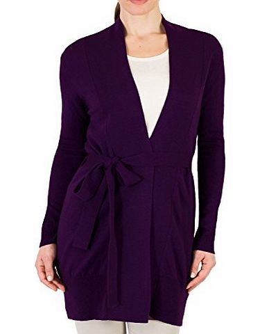 Woolovers Wool Overs Womens Cashmere amp; Merino Belted Cardigan Blueberry Small